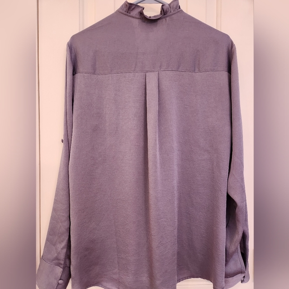 Express Portofino Blouse Gray Blue Slim Size S/P (Fits larger than tag indicates - Picture 2 of 6